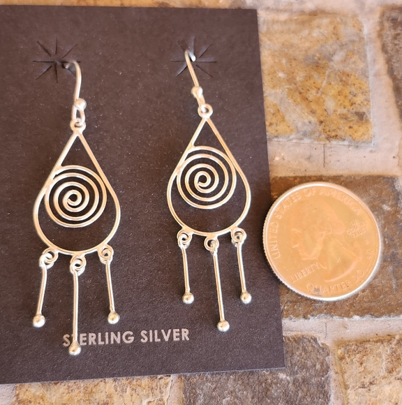 Sterling Silver Swirl dangle earrings - Picture 13 of 14